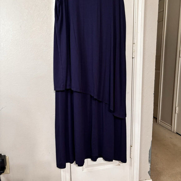 2X Ulla Popken 1 Pc. Stretchy Layered Navy Midi Sleeveless Oversized Comfy Dress - Picture 10 of 12